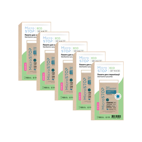 Microstop ECO Kraft bags with class 4 indicator 60×100 mm, 100 pcs, 5 pcs