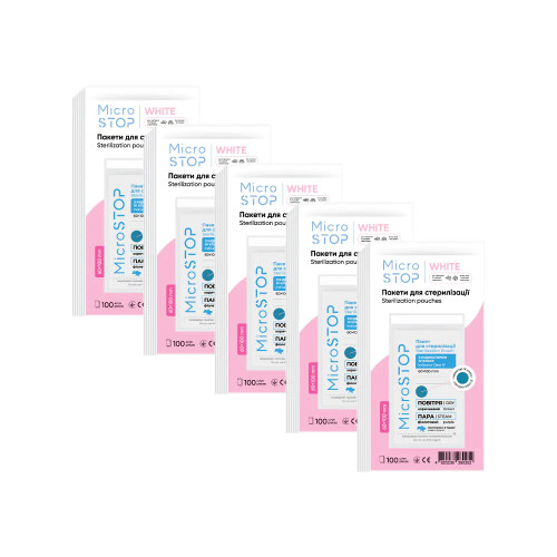 Microstop Kraft bags with class 4 indicator 60×100 mm, 100 pcs, 5 pcs