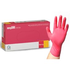 Рукавички нітрилові easyCARE nitrile BERRY малинові неопудрені, розмір M, 100 шт