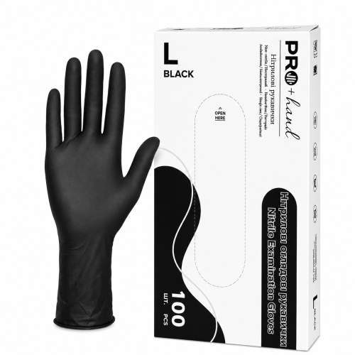 Nitrile gloves PRO+ hand black, powder-free, latex-free, size L, 100 pcs.
