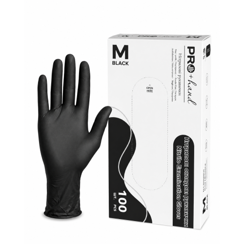 Nitrile gloves PRO+ hand black, powder-free, latex-free, size M, 100 pcs.
