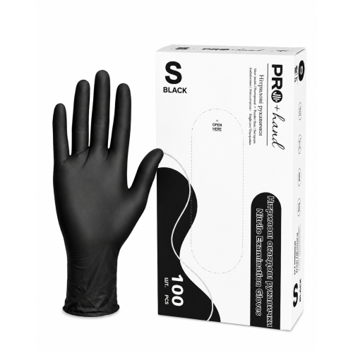 Nitrile gloves PRO+ hand black, powder-free, latex-free, size S, 100 pcs.