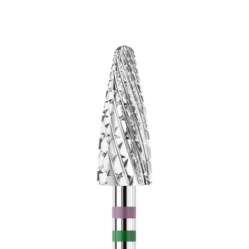 KWARK tungsten carbide cutter, wide cone "corn" for left-handed "Shark Blade", green-purple, 6 mm (KANV-5013-L)