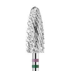 KWARK tungsten carbide cutter, rounded cone "corn" for left-handed "Shark Blade", green-purple, 6 mm (KANV-5014-L)