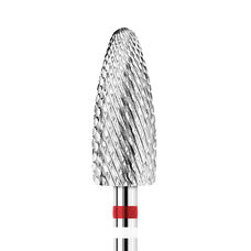 KWARK tungsten carbide cutter, rounded cone "corn" for left-handed use, red, 6 mm (KT60124F0-L)