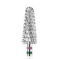 KWARK tungsten carbide cutter, rounded cone for left-handed people "Shark Blade", green-purple, 6 mm (PAGN-6015-L)