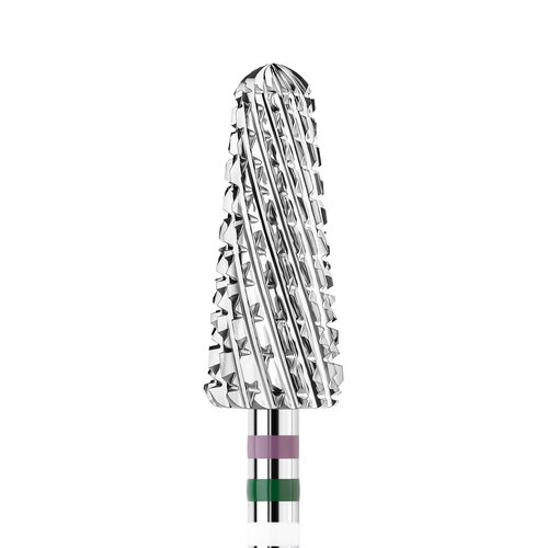 KWARK tungsten carbide cutter, rounded cone for left-handed people "Shark Blade", green-purple, 6 mm (PAGN-6015-L)