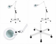 LED floor-standing magnifying lamp, on wheels, 22 W, 5 diopters