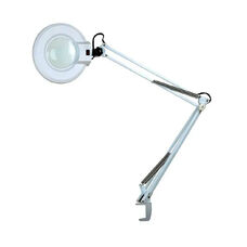 LED magnifying lamp on clamp, 5 diopters, 24 W