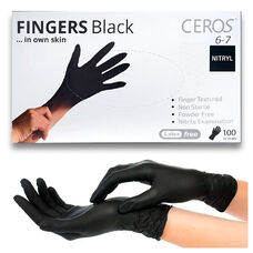 Рукавички нітрилові CEROS Fingers BLACK, L, 100 шт