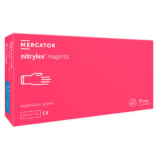 Рукавички нітрилові Mercator Nitrylex MAGENTA неопудрені, розмір M, 100 шт