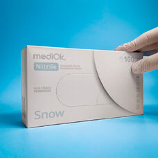 Рукавички MediOk Snow Білі, неопудрені, текстуровані, розмір S, 100 шт