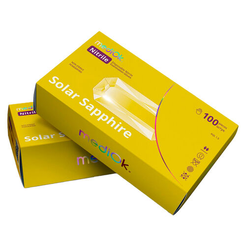 Nitrile gloves MediOk SOLAR SAPPHIRE yellow powder-free, size M, 100 pcs