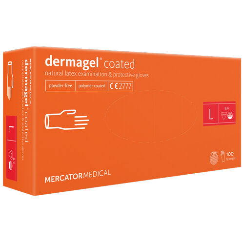 Latex gloves MERCATOR Dermagel Coated WHITE powder-free, size L, 100 pcs