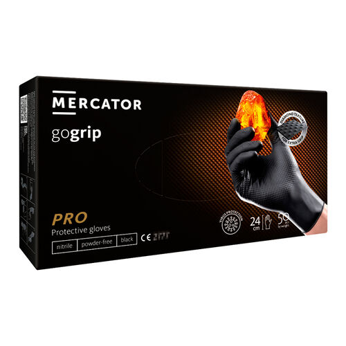 Рукавички нітрилові MERCATOR gogrip black, розмір L, 50 шт
