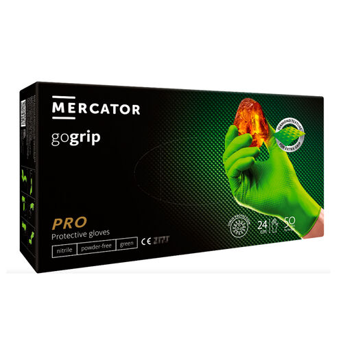 Nitrile gloves MERCATOR gogrip green, size L, 50 pcs