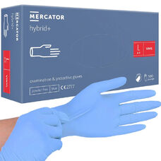 Рукавички нітровінілові MERCATOR Hybrid+ неопудрені, розмір L, 100 шт