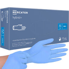 Рукавички нітровінілові MERCATOR Hybrid+ неопудрені, розмір M, 100 шт