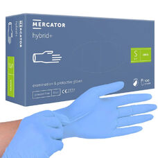 Рукавички нітровінілові MERCATOR Hybrid+ неопудрені, розмір S, 100 шт