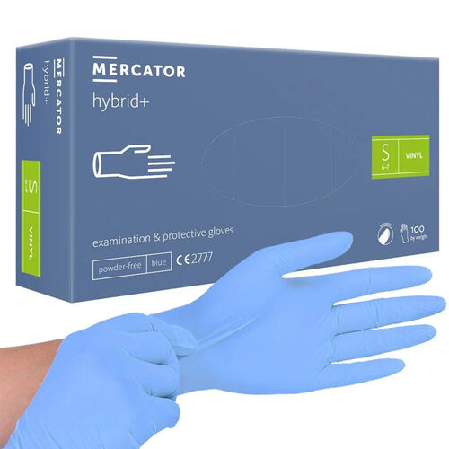 Рукавички нітровінілові MERCATOR Hybrid+ неопудрені, розмір S, 100 шт