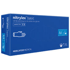 Рукавички нітрилові MERCATOR Nitrylex Basic BLUE неопудрені, розмір M, 100 шт