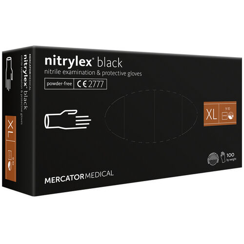 Nitrile gloves Mercator Nitrylex BLACK, XL, 100 pcs