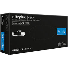 Рукавички нітрилові Mercator Nitrylex BLACK, M, 100 шт