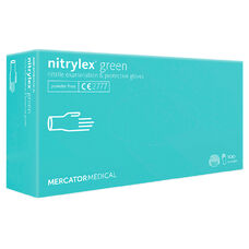 Рукавички нітрилові Mercator Nitrylex GREEN неопудрені, розмір L, 100 шт