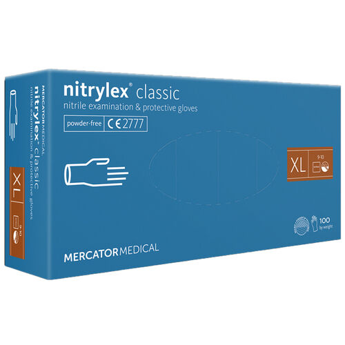 Nitrile gloves MERCATOR Nitrylex Classic BLUE powder-free, size XL, 100 pcs