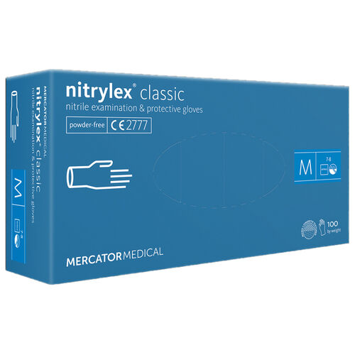 Nitrile gloves MERCATOR Nitrylex Classic BLUE powder-free, size M, 100 pcs