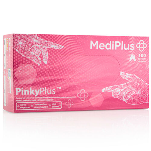 Рукавички нітрилові MEDIPLUS PinkyPlus PINK неопудрені, розмір L, 100 шт