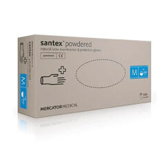 Рукавички латексні MERCATOR Santex Powdered WHITE опудрені, розмір M, 100 шт