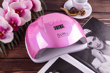 Лампа для манікюру LED+UV SUN X MIRROR PINK 54W